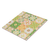  tegels in groen en geel tegeltje (Zijkant)