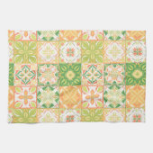  tegels in groen en geel theedoek (Horizontaal)