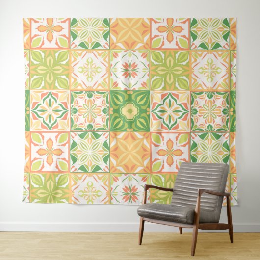  tegels in groen en geel wandkleed (In Situ (horizontaal))