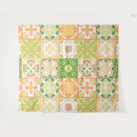 tegels in groen en geel wandkleed (Voorkant (horizontaal))