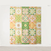  tegels in groen en geel wandkleed (Voorkant)