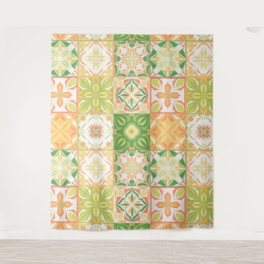 tegels in groen en geel wandkleed (Voorkant)