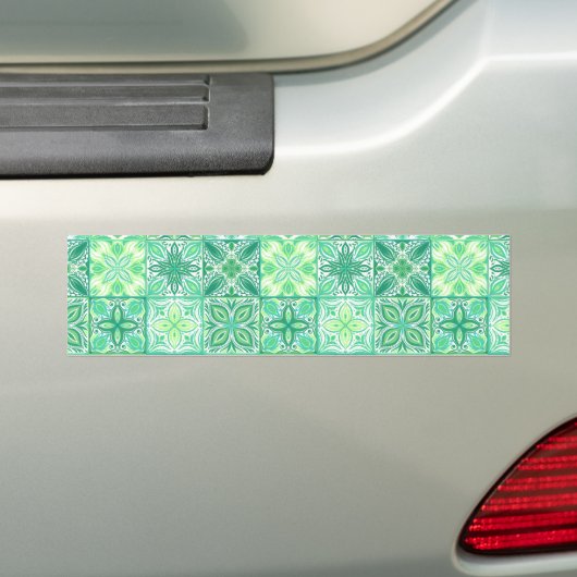  tegels in groen en wit bumpersticker (Op auto)