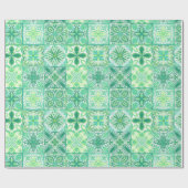 tegels in groen en wit cadeaupapier (Vlak)