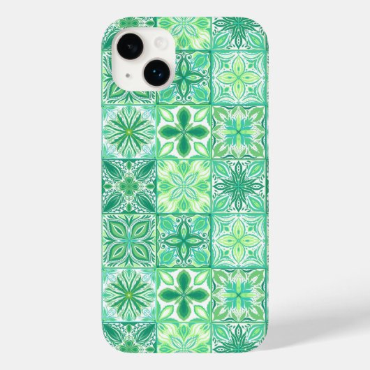  tegels in groen en wit Case-Mate iPhone case (Achterkant)