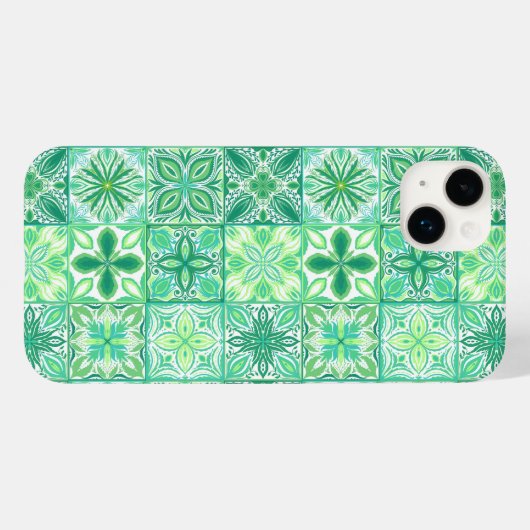 tegels in groen en wit Case-Mate iPhone case (Achterkant (horizontaal))