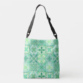 tegels in groen en wit crossbody tas (Achterkant)