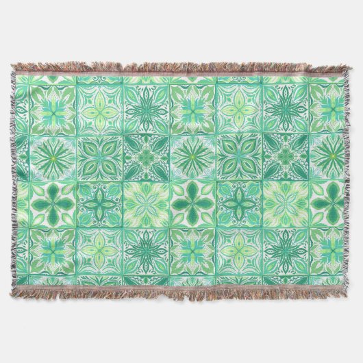  tegels in groen en wit deken (Voorkant)