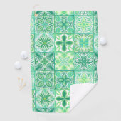 tegels in groen en wit golfhanddoek (Insitu)
