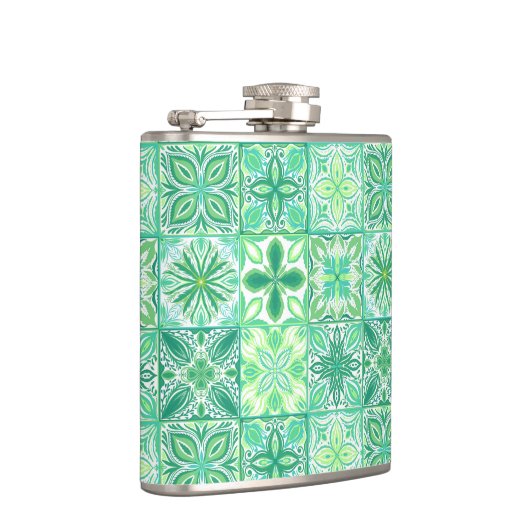  tegels in groen en wit heupfles (Rechts)