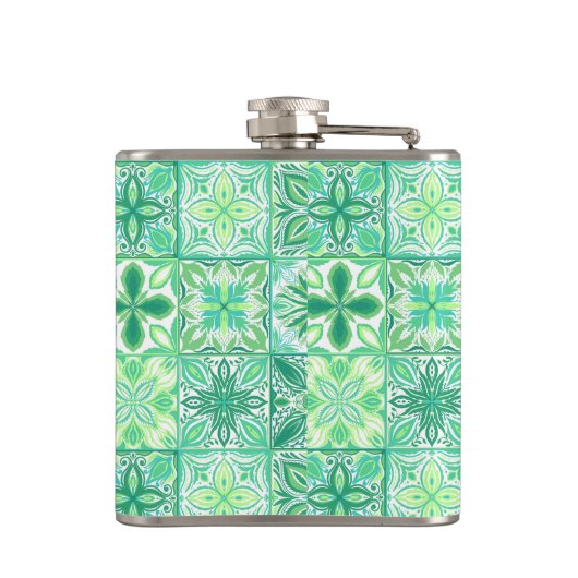  tegels in groen en wit heupfles (Achterkant)