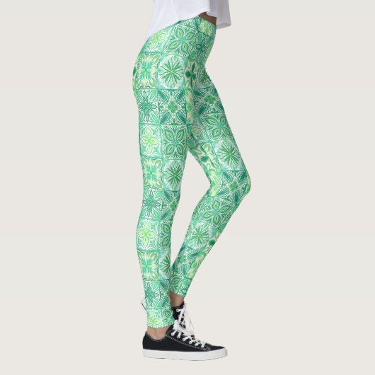 tegels in groen en wit leggings (Rechts)