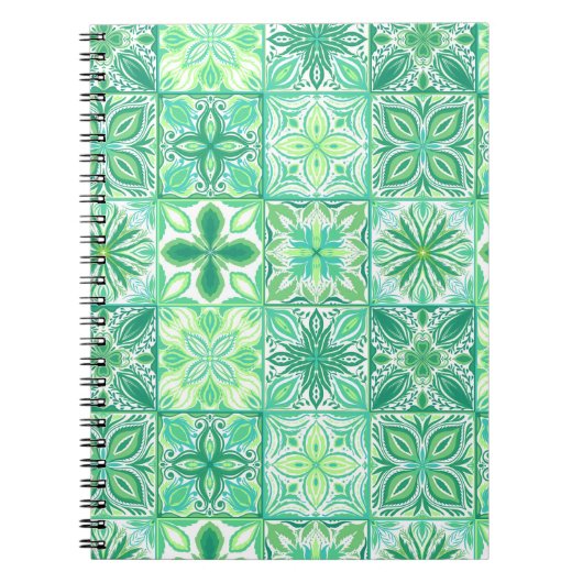 tegels in groen en wit notitieboek (Voorkant)
