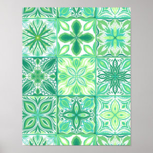 tegels in groen en wit poster
