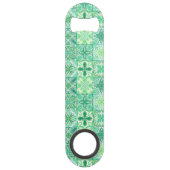 tegels in groen en wit speed flessenopener (Voorkant)