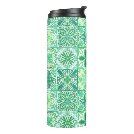  tegels in groen en wit thermosbeker (Gedraaid links)