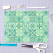  tegels in groen en wit tissuepapier (Craft)