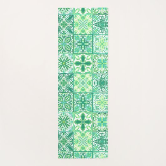  tegels in groen en wit yogamat (Achterkant)