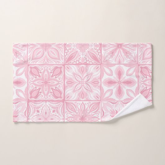 tegels in roze bad handdoek (Handdoek)