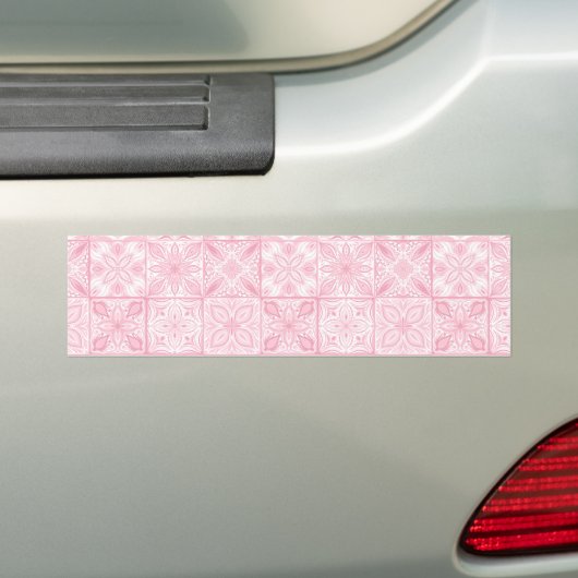 tegels in roze bumpersticker (Op auto)