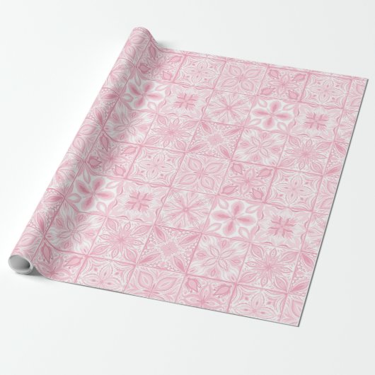  tegels in roze cadeaupapier (Uitgerold)