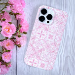 tegels in roze Case-Mate iPhone 14 pro max hoesje<br><div class="desc">Handgeschilderde diverse  tegels met bloemenelementen</div>