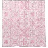  tegels in roze douchegordijn (Voorkant)