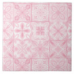 tegels in roze tegeltje<br><div class="desc">Handgeschilderde diverse  tegels met bloemenelementen</div>