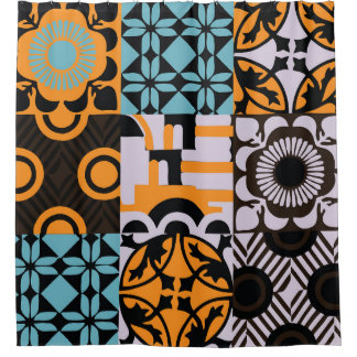  tegels: ingewikkelde decoratieve details. douchegordijn