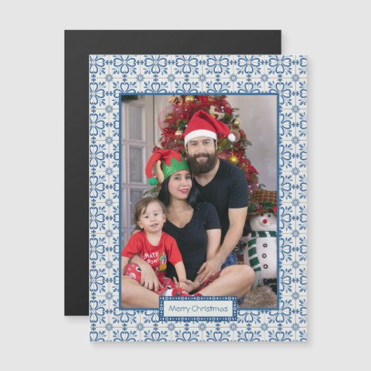 Tegels kader met kerst hulst en bloemblaadjes (Voorkant / Achterkant)