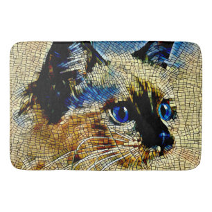 Tegels met blauw-gekleurde siamese kattenmozaïek badmat