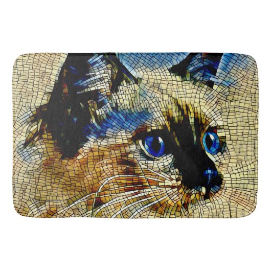 Tegels met blauw-gekleurde siamese kattenmozaïek badmat (Voorkant)