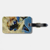 Tegels met blauw-gekleurde siamese kattenmozaïek bagagelabel (Achterkant horizontaal)