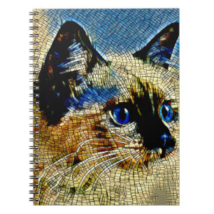 Tegels met blauw-gekleurde siamese kattenmozaïek notitieboek