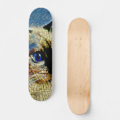 Tegels met blauw-gekleurde siamese kattenmozaïek persoonlijk skateboard (Voorkant)