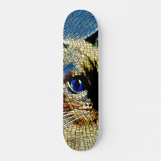 Tegels met blauw-gekleurde siamese kattenmozaïek persoonlijk skateboard (Voorkant)