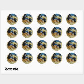 Tegels met blauw-gekleurde siamese kattenmozaïek ronde sticker (Vel)