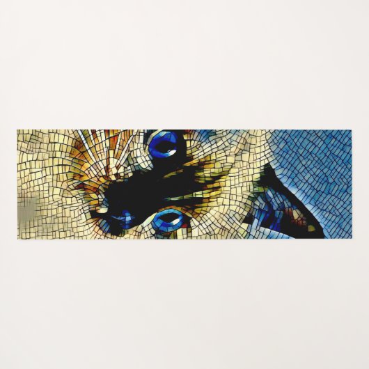 Tegels met blauw-gekleurde siamese kattenmozaïek yogamat (Achterkant (horizontaal))