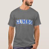 Tegels met blauwe letters, GUMBO lange hoes, T-shi T-shirt (Voorkant)