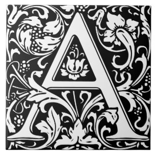 Tegels met bloemalphabet Monogram Letter A Tegeltje