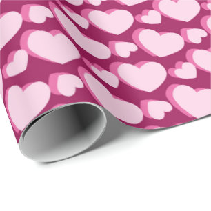 Tegels met een leuk patroon van roze harten cadeaupapier
