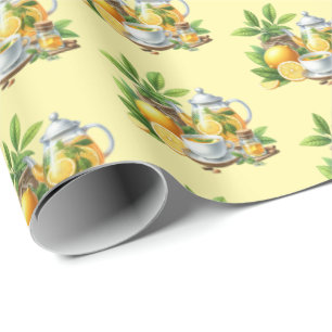 Tegels met leuk patroon van citroenthee cadeaupapier