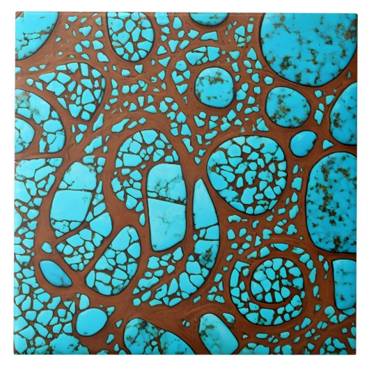 tegels met turkooizen patronen tegeltje (Voorkant)