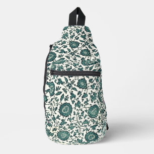 Tegels met vintage turquoise en witte Chinese bloe Sling Bag
