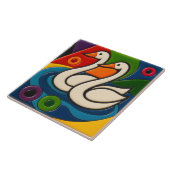 Tegels met witte ganzen tegeltje (Zijkant)