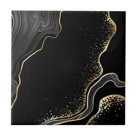 tegels met zwarte en goudvloer tegeltje (Voorkant)