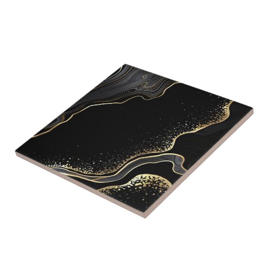 tegels met zwarte en goudvloer tegeltje (Zijkant)