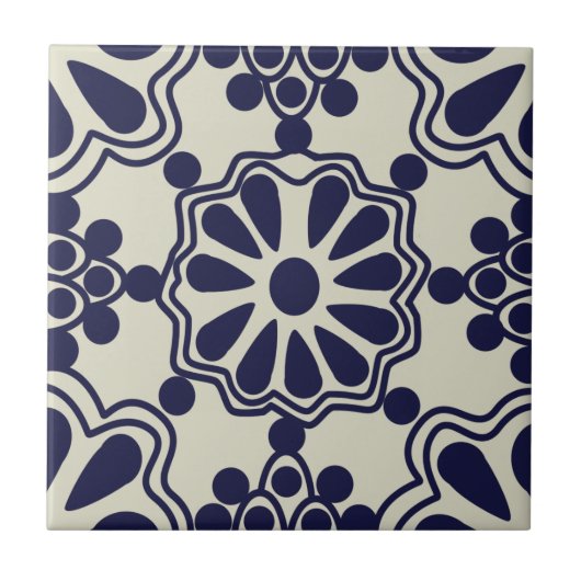 Tegels - Mexican Pattern Blue/Off White Tegeltje (Voorkant)