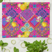 tegels, mozaïek, azulejo, citroenen, Citrus, majol Theedoek (Gevouwen)