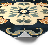 Tegels Neo-traditioneel blauw en wit patroon Poster (Hoek)